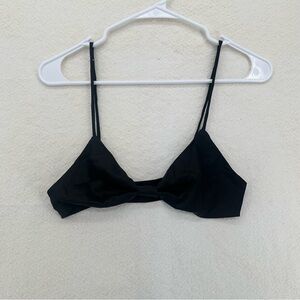 Black Satin Triangle Bikini Top
